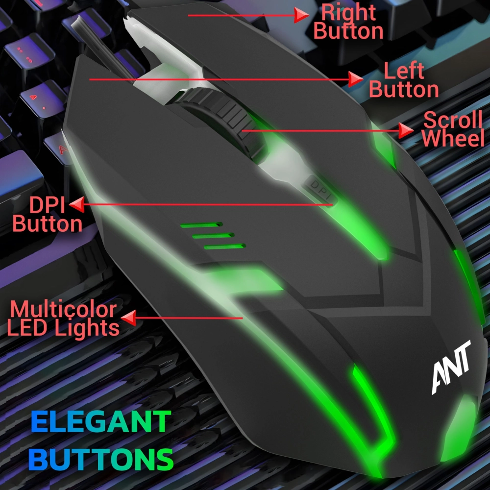 Ant Esports USB Gaming Mouse RGB GM46 Black view 3